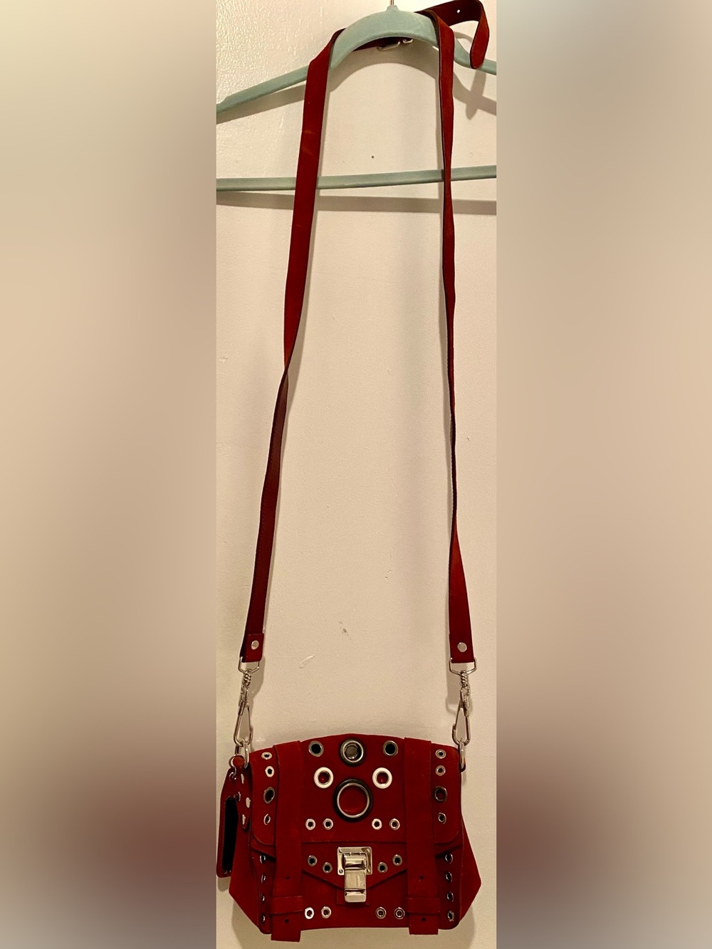 Proenza Schouler Midnight Plum PS1 Mini  Crossbody Suede+Grommet Bag - Picture 15 of 15